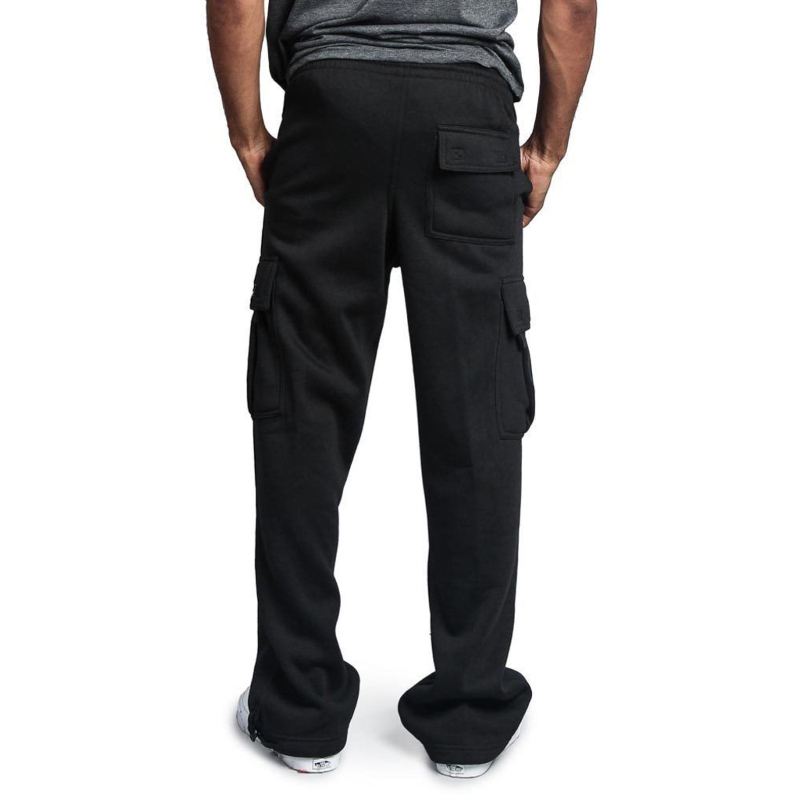 Gubotare Mens Cargo Pants Men's Tech Mesh Gym Workout Open Bottom  Sweatpants with Pockets,Black L