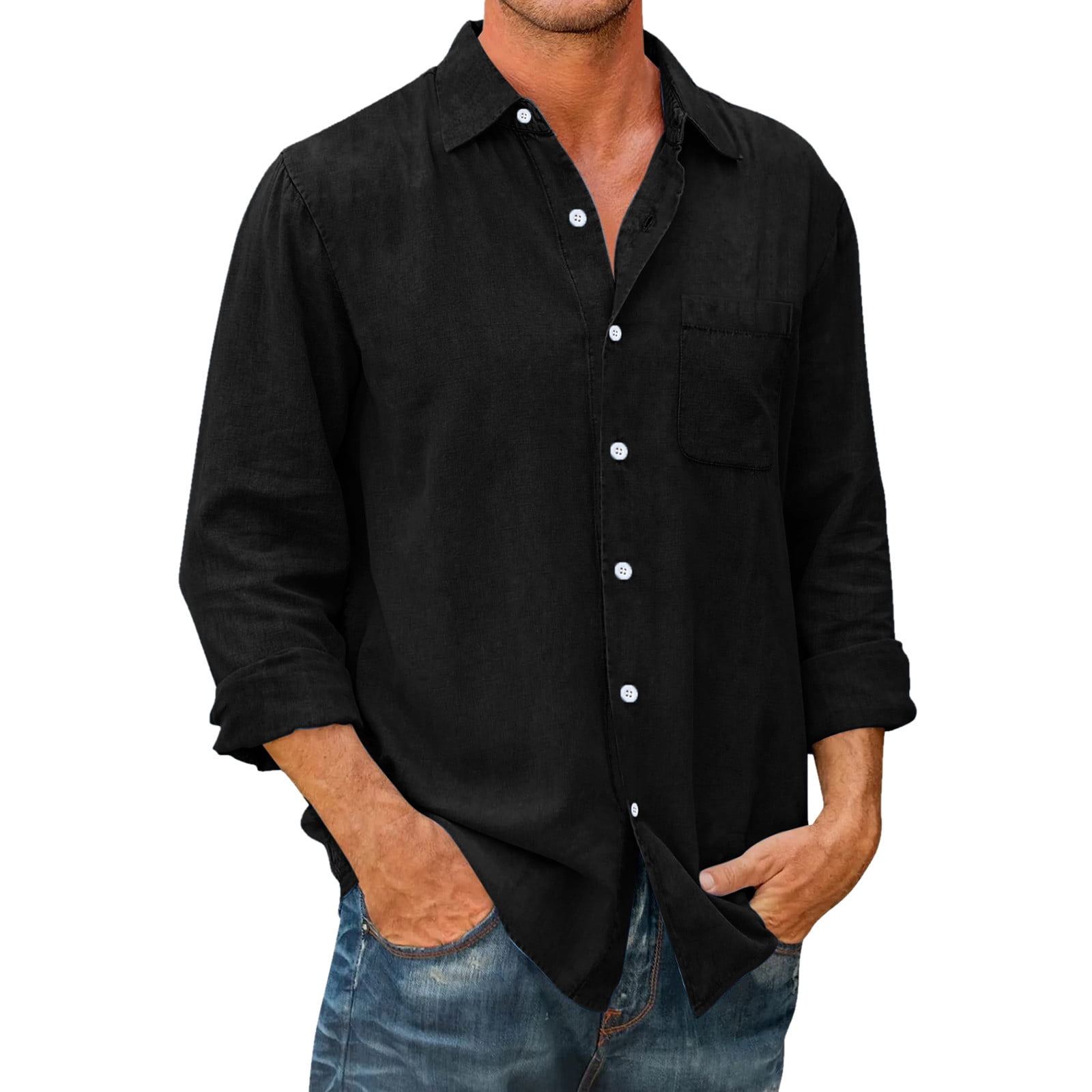 Gubotare Mens Casual Shirts Mens Winter Tropical Shirts Casual Long ...