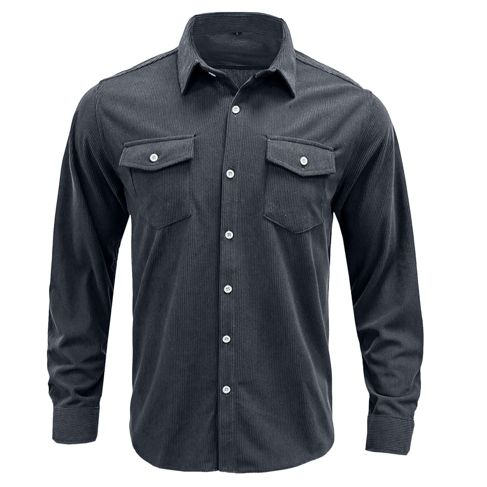 Gubotare Compression Shirts For Men Men's Western Snap Shirt Long Sleeve  Regular Fit Plaid Shirts,Gray XL 