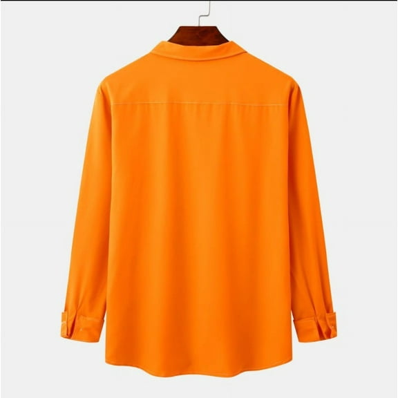 Gubotare Mens Flannel Shirts Long Sleeve Snap Buttons Flannel Shirts for Men Regular Fit Mens Long Sleeve Shirt,Orange XXL