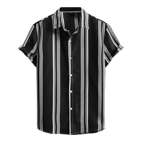 Gubotare Mens Hawaiian Shirt Mens Short Sleeve Button Down Printed Shirts,Black S
