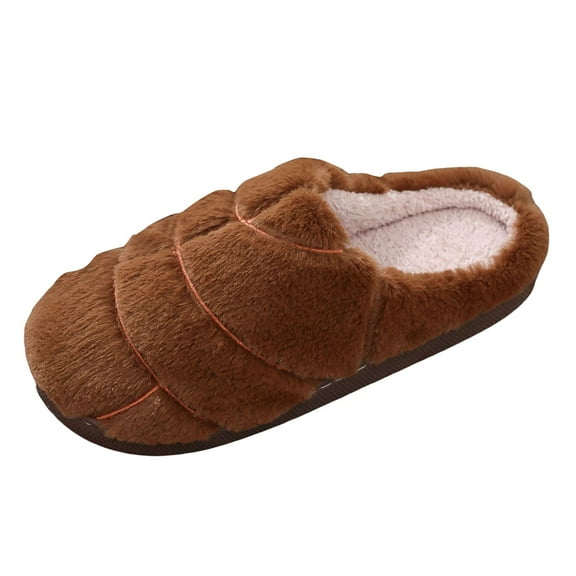 Gubotare Men's Slippers Slippers Plush House Shoes Anti-Slip Warm Slip On Soft Flat Bedroom Lounge Outdoor for Woman Man Size 7 (Coffee,7)