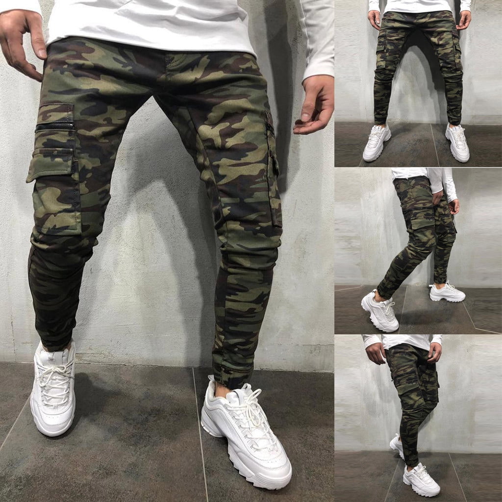Gubotare Mens Jeans Men s Skinny Slim Fit Stretch Comfy Fashion Denim Jeans Pants Camouflage 3XL
