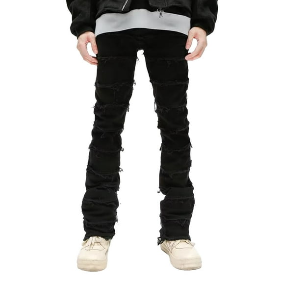 Gubotare Mens Jeans Slim Fit Men's Classic Comfort Flex Waist Jean (Black,3XL)