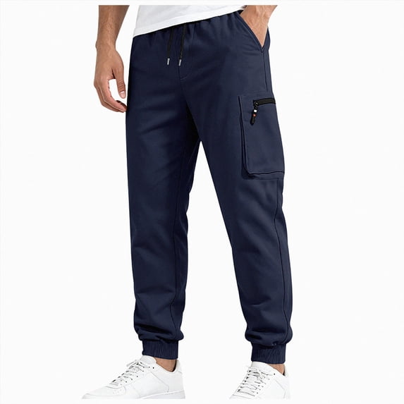 Gubotare Mens Joggers Men's Casual Straight-Leg Pants Outdoor Travel All-Season (Navy,XXL)
