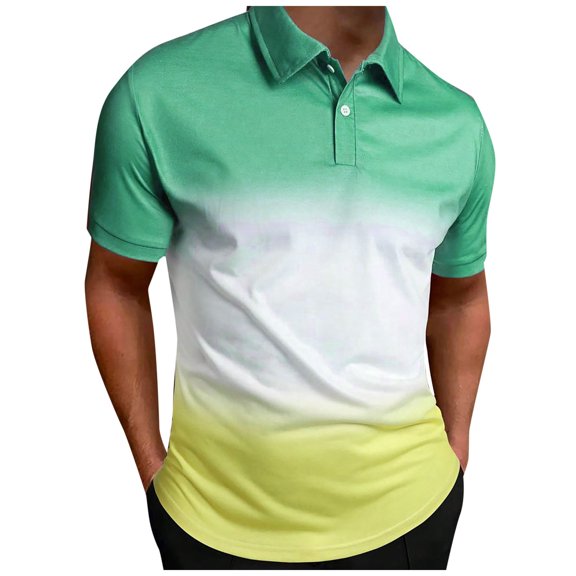 Gubotare Mens Knit Polo Shirts Casual Short Sleeve Button Down Polo Shirt Classic Golf Shirts (Green,3XL)