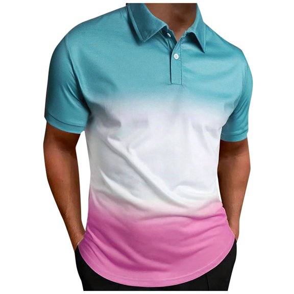 Gubotare Mens Knit Polo Shirts Casual Short Sleeve Button Down Polo Shirt Classic Golf Shirts (Sky Blue,M)