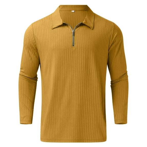 Gubotare Mens Long Sleeve Polo Shirts Menâs Polo Shirts Short/Long Sleeve Quick Dry Golf T-Shirts,Gold XXL