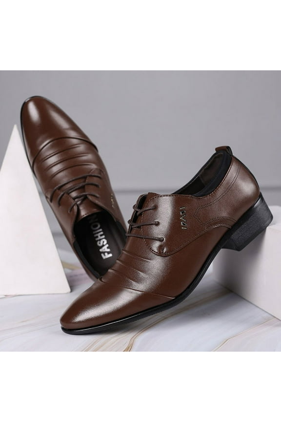 Mens Oxford Shoes Wide Men's Memory Foam Slip Resistant Men's Dress Shoes Classic Mens Oxfords (Brown,43)