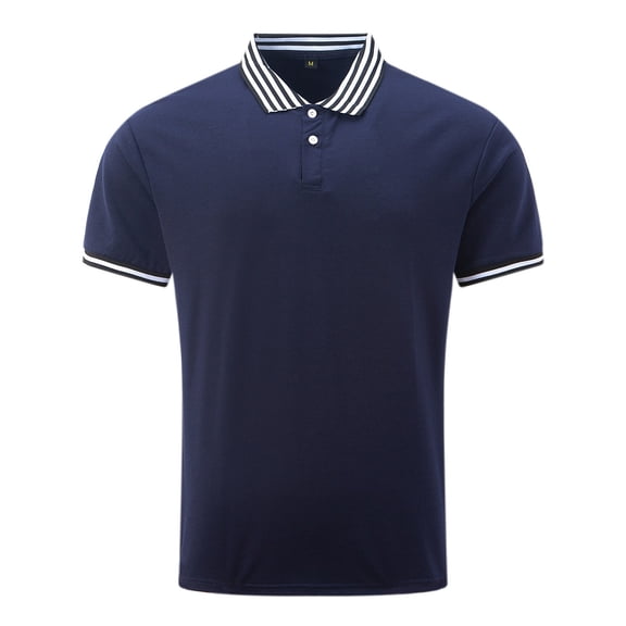 Gubotare Mens Polo Shirts Short Sleeve Big And Tall Polo Shirts for Men Casual Short Sleeve Golf Polo Daily Collared Shirt Tennis T-Shirt (Navy,L)