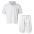 thumbnail image 1 of Gubotare Mens Short Outfits Men's 2 Piece Outfit Short Sleeve Shirt Blouse and Drawstring Shorts Set (White,L), 1 of 4