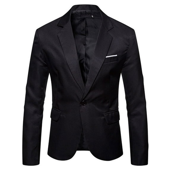 Gubotare Mens Slim Fit Sports Coat Casual One Button Solid Jacket Blazer Office Work Tops (Black,XL)
