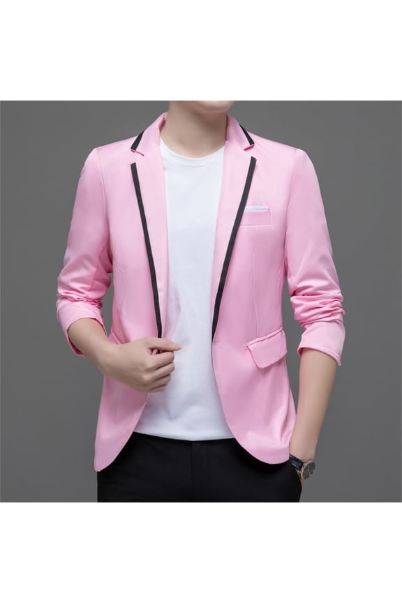 Mens Suit Jacket Big And Tall Shawl Lapel One Button Suit Jacket For Dinner Party Wedding Prom (Pink, XXXXXL)