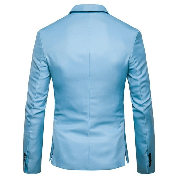 Gubotare Mens Suit Jacket Regular Fit Lapel Button Slim Fit Stylish Jackets Shirt Party Formal Solid Color (Light blue, XXXL)