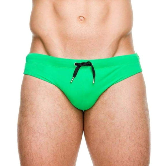 Gubotare Mens Swim Briefs Men's Swimwear Bikini Solid Swimming Briefs Low Waist Drawstring (GN1,M)