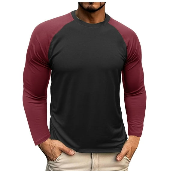 Gubotare Mens T Shirts Graphic Mens Casual Long Sleeve Plain Baseball Cotton T Shirts (Black,XL)