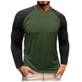 thumbnail image 1 of Gubotare Mens T Shirts Graphic Mens Casual Long Sleeve Plain Baseball Cotton T Shirts (Green,M), 1 of 7