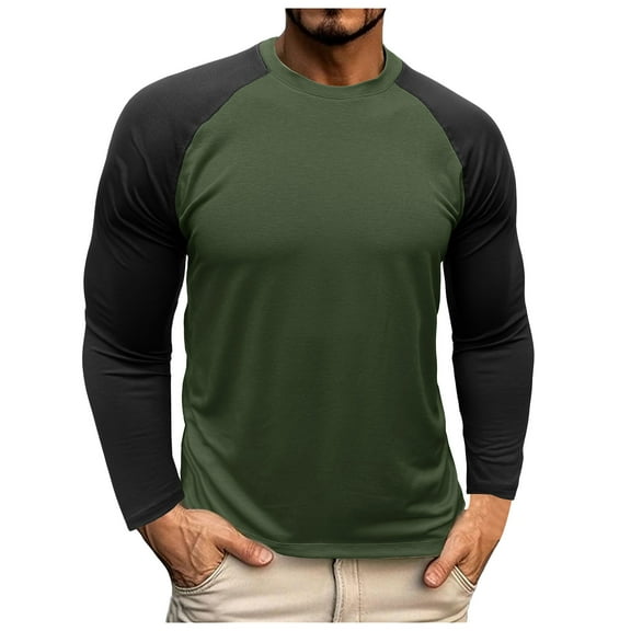 Gubotare Mens T Shirts Graphic Mens Casual Long Sleeve Plain Baseball Cotton T Shirts (Green,M)