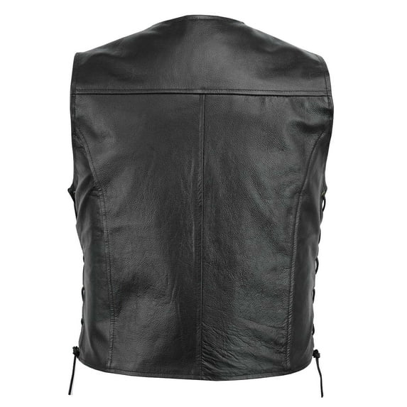 Gubotare Mens Vests Outerwear Vest Motorcycle Fleet Punk Leather Vest Coat Vest (Black, L)