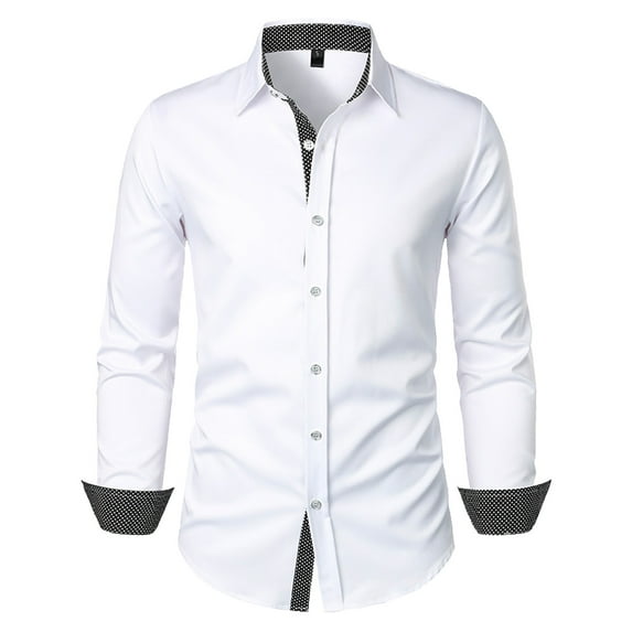 Gubotare Mens Winter Shirt Men's Dress Long Sleeve Casual Button Down Shirt Casual Winter Shirts (White,S)