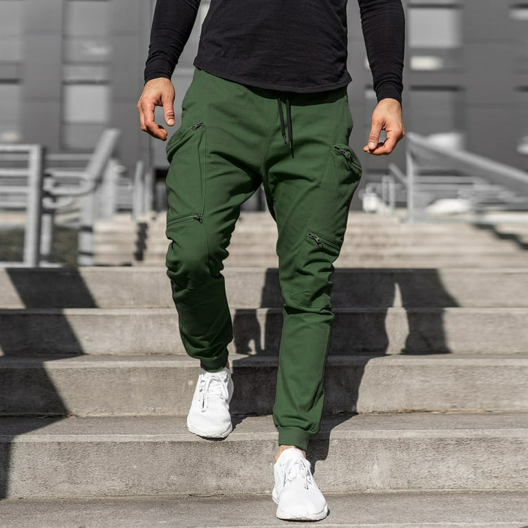 Gubotare Mens Work Pants Men's Joggers Pants with Deep Pockets Loose-fit  Sweatpants for Workout, Running, Training,Green S 