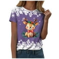 thumbnail image 1 of Gubotare Merry Christmas Shirts for Women Christmas Short Sleeve Tshirt Xmas Cute Graphic Print Tee Tops Christmas Party Tee Tops (Purple,XXL), 1 of 9