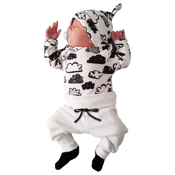 Gubotare Boy Outfits Winter Baby Boy Girl Clothes Ribbed Knitted Cotton Long Sleeve Romper Long Pants Solid Color Fall Winter Outfits 0 3 6 9 12 18 24 Months (White,0-3 Months)