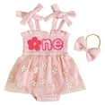 thumbnail image 1 of Gubotare Dresses for Baby Girls Baby Girl Clothes Romper Dress Lace Ruffle Sleeveless Summer Outfits with Headband 0 3 6 9 12 18 24 Months (Light Pink,Size 3-6 Months), 1 of 6