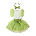 thumbnail image 1 of Gubotare Girl Clothes Set Girls Tulle Skirt Set Two Piece Ruffle Sleeve T-Shirt Tutu Dress Summer Birthday Party Outfit 0 3 6 9 12 18 24 Months (Green,Size 9-12 Months), 1 of 9