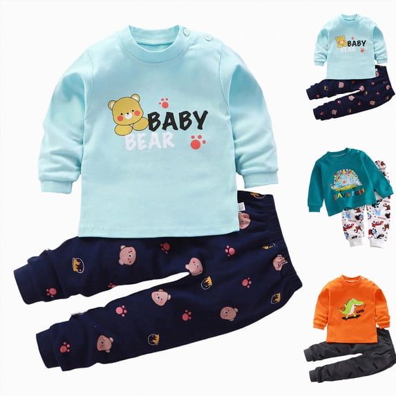 Gubotare Newborn Infant Baby Boy Outfits Long Sleeve Pullover Sweatshirt Toddler Boys Pants Clothes Set Fall Winter 2Pcs Orange,Size 1-2 Years