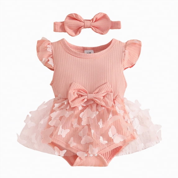 Gubotare Newborn Infant Baby Girl Clothes Baby Girl Clothes Newborn Infant Romper Cute Clothing One-piece Jumpsuit Summer Clothes 0 3 6 9 12 18 24 Months (Pink,9-12 Months)