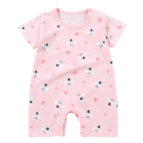 Gubotare Romper Boy Baby-boys Short Sleeve Bodysuits One-piece for Baby Boys, Unisex Size 6-12 Months (Light Pink,6-12 Months)