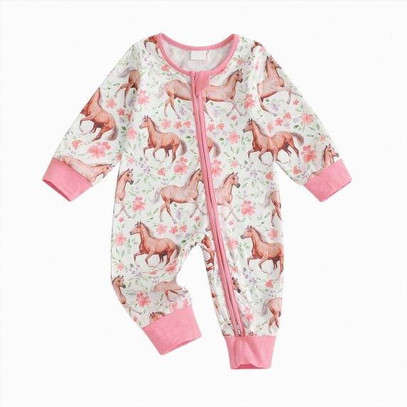 Gubotare Newborn Rompers Pajamas Baby Boy Clothes Print One Piece Romper Baby Coming Home Outfits Newborn Boy Outfits 0 3 6 9 12 18 24 Months (Pink,3-6 Months)