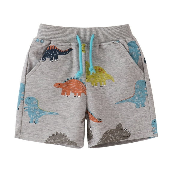 Gubotare Shorts Toddler Baby Boy Elastic Waist Pull On Cotton Shorts for Littler Kids Boys Short Pants Summer Clothes (Light Gray,Size 6-7 Years)