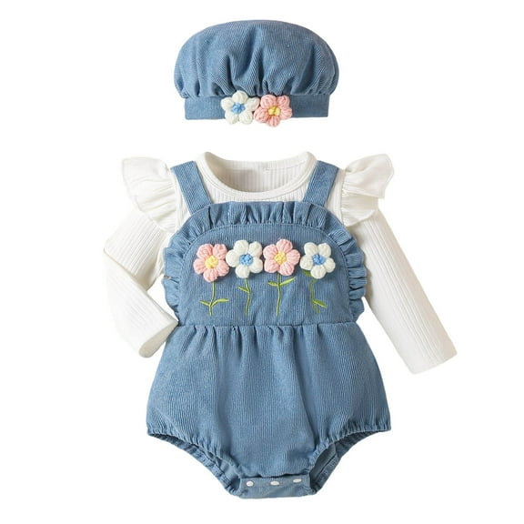 Gubotare Sweater Bodysuit Baby Girls Romper Funny Bodysuit Outfit 0 3 6 9 12 18 24 Months (Blue,6-9 Months)