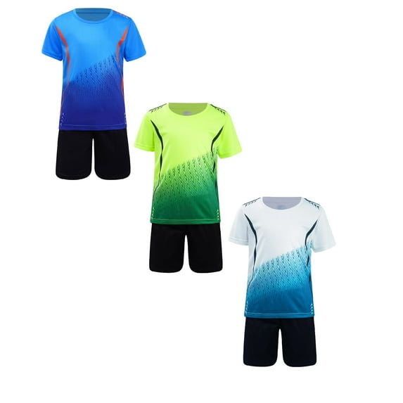 Gubotare Outfit for Boys Kids Sports Shorts Sets Boys Tracksuit 2 Piece Basketball Baseball Soccer Top and Shorts Set 5-15 Years,White&Blue&Green 14-15 Years