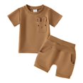 thumbnail image 1 of Gubotare Outfit for Boys Plain Baby Boy Shorts Set Short Sleeve Short Summer Outfits 6 9 12 18 24 Months 2T 3T 4T (Coffee,Size 2-3 Years), 1 of 9