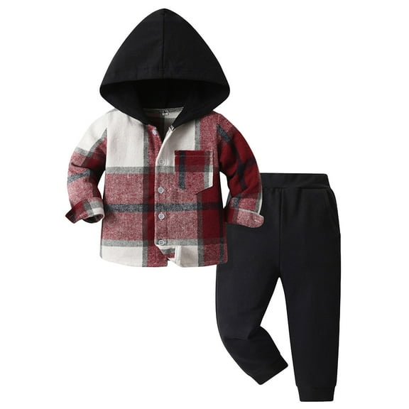 Gubotare Outfit for Boys Boys Matching Sets Pullover Hoodie and Pants Warm Set for Boys 2 Piece Bundle with Graphic Print Size 6T 7T (Red,6-7 Years)