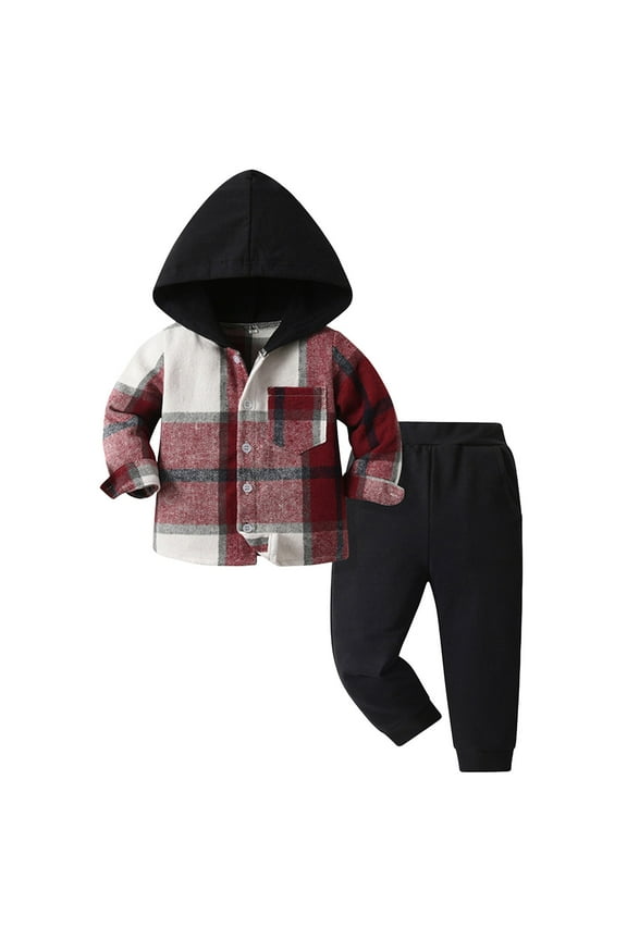 Outfit for Boys Boys Matching Sets Pullover Hoodie and Pants Warm Set for Boys 2 Piece Bundle with Graphic Print Size 6T 7T (Red,6-7 Years)