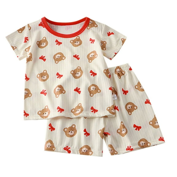 Gubotare Outfits for Toddler Girls Toddler Girl Summer Outfits Kids Baby Spring Patchwork Short Sleeve Tshirt Shorts Girls Clothes 6T 7T (Red,6-7 Years)