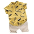 thumbnail image 1 of Gubotare Outfits for Boys Boys Graphic Button Down Shirt & Mesh Shorts Outfit Set Toddler to Big Kid (Yellow,Size 18-24 Months), 1 of 7
