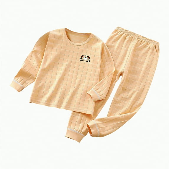 Gubotare Pajama Set for Girls Kids Unisex Girls & Boys Soft Comfy Shirring Sleepwear Pajamas 2pcs Set Size 11-12 (Orange,11-12 Years)