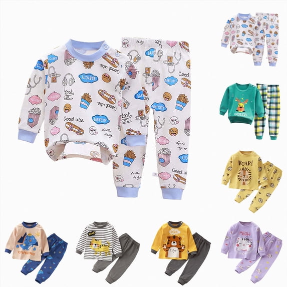 Gubotare Pajama Sets Long Sleeve Top with Pants Cotton Soft Sleepwear 2 Piece Pjs Set Green,Size 6-12 Months