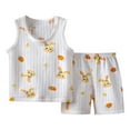 thumbnail image 1 of Gubotare Pajamas Boys Summer Baby Boys' and Snug Fit 100% Cotton Sleeve Top and Shorts 2 Piece Pajama Set Size 3-4T (Yellow,3-4 Years), 1 of 3