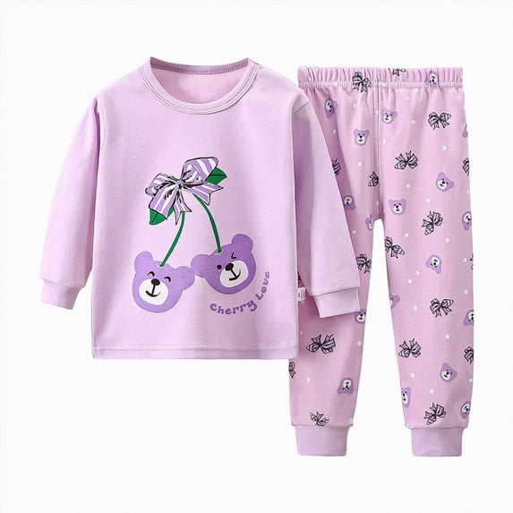 Gubotare Pajamas for Girls Fall Winter Two-Piece Pajama Set for Boys & Girls, Soft Toddler Pajamas for Kids, Family Matching PJs Size 8-9 (Purple,8-9 Years)
