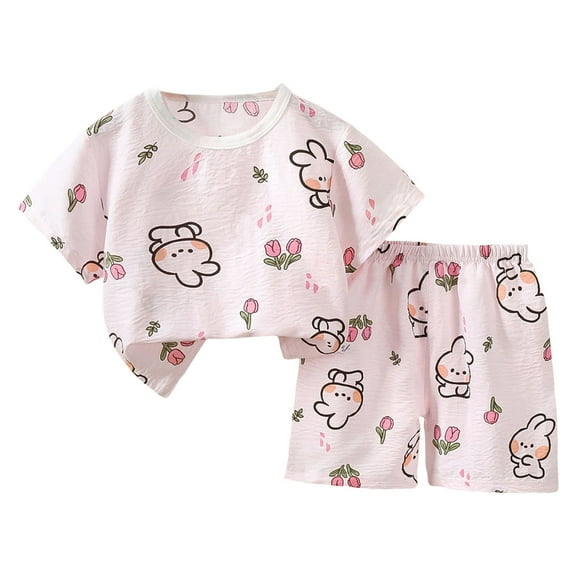 Gubotare Pajamas Girls Little Girls Short Pajamas Summer Kids Clothes Toddler Toddler Pjs Sets (Pink,Size 2-3 Years)