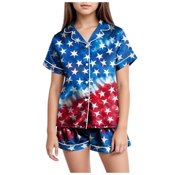 Gubotare Pajamas Girls Summer Toddler Girls Kids Pajama Sets Short Summer Cool Sleepwear Pjs 2pcs Set (Hot Pink,Size 4-5 Years)