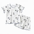 thumbnail image 1 of Gubotare Pajamas Set for Girls Little Girl's Pajama Sets Printed Short Sleeve Button Tops Shorts Sleepwear PJ's 5T 6T (Blue,5-6 Years), 1 of 4