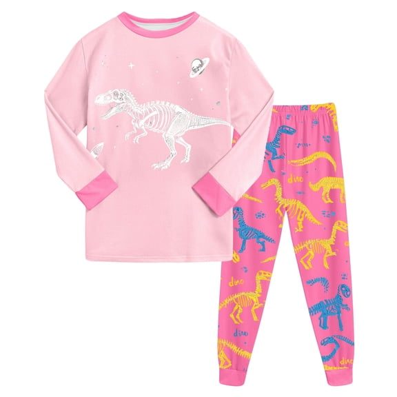 Gubotare Pajamas Toddler Boys' Regular Fit Print Pajamas - Basic Sleep & Lounge Wear Size 6-7 Years (Light Pink,6-7 Years)