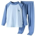 thumbnail image 1 of Gubotare Pajamas for Boys Two Piece Kids' Basic Print Pajamas Set - Soft Everyday Long Sleeve Sleep Outfit Size 6T 7T (Blue,6-7 Years), 1 of 9
